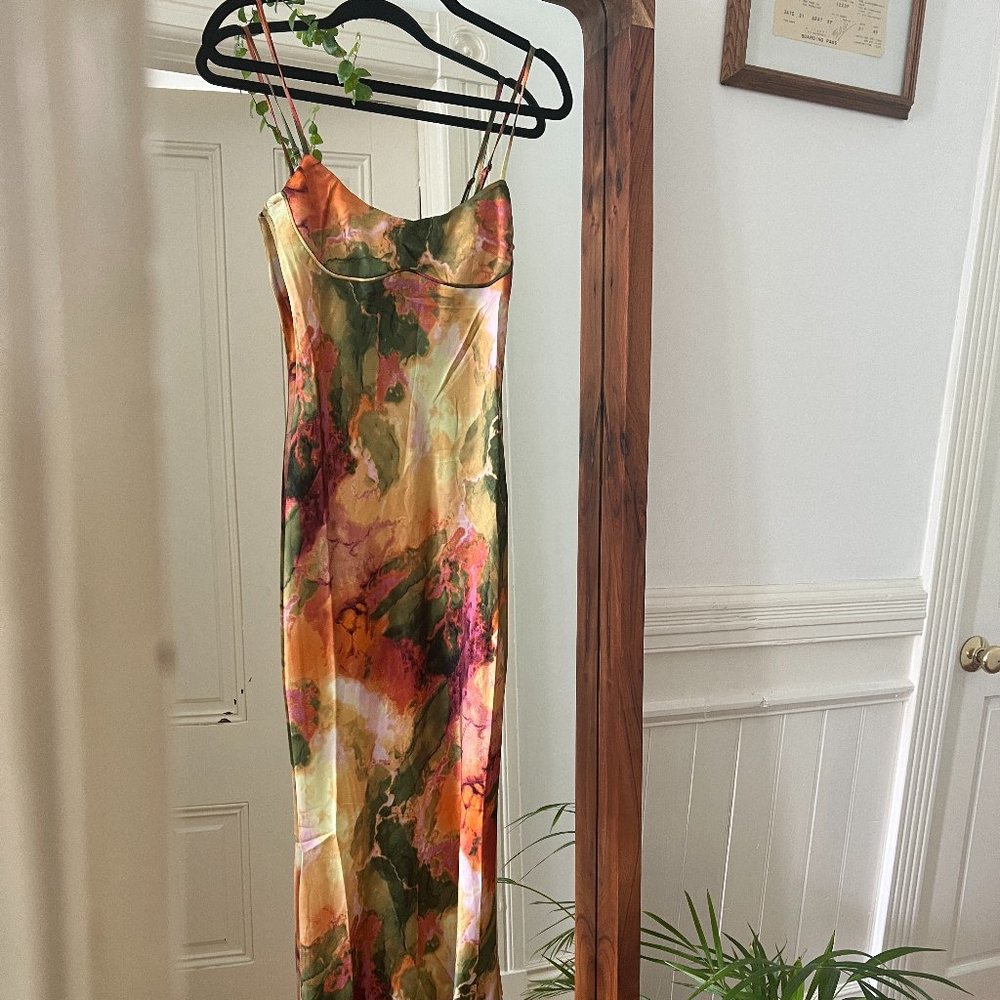 Micas Abstract Midi Slip Dress